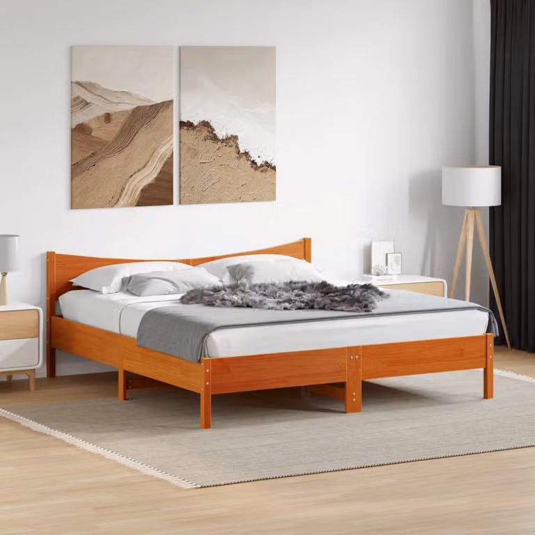 vidaXL Giroletto in legno di pino marrone cera con doghe fisse 200x200 cm