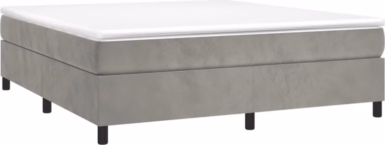 Giroletto a Molle con Materasso Grigio Chiaro 160x200cm Velluto