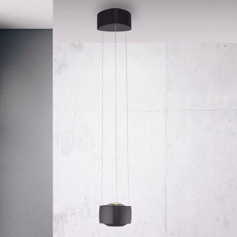 Paul Neuhaus lampada LED a sospensione Q-Stretto, nera, Ø 14,5 cm dimmerabile, Nero, Soggiorno / Sala da pranzo, Metallo, Moderno