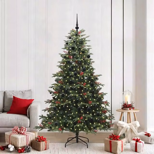 Albero di Natale artificiale moderno vidaXL verde con 300 LED luce bianca calda, Altezza: 210 cm
