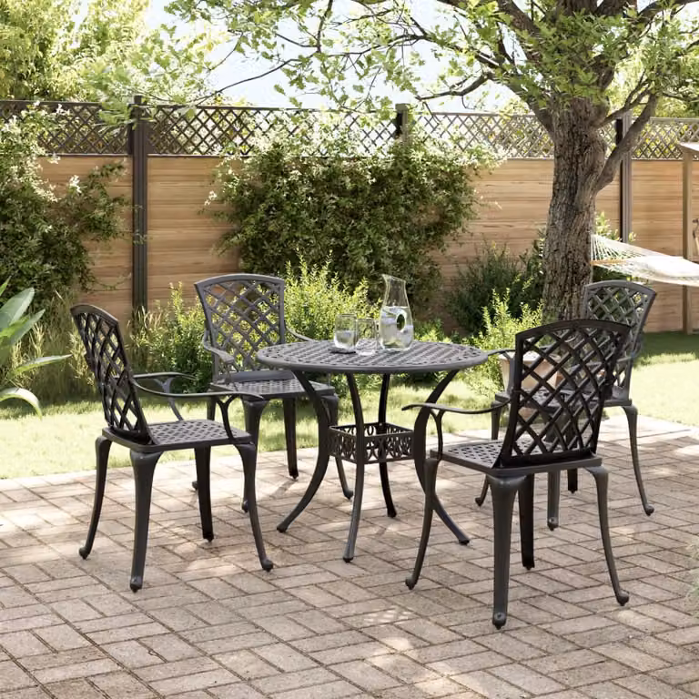 Maison Exclusive - Set da pranzo da giardino a 5 pezzi in fusione di alluminio nero