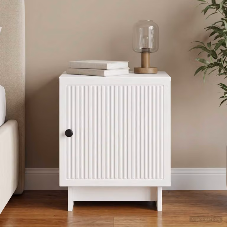 vidaXL Armadio da Notte Moderno Bianco Lucido L: 43 cm, P: 34,5 cm, H: 50 cm
