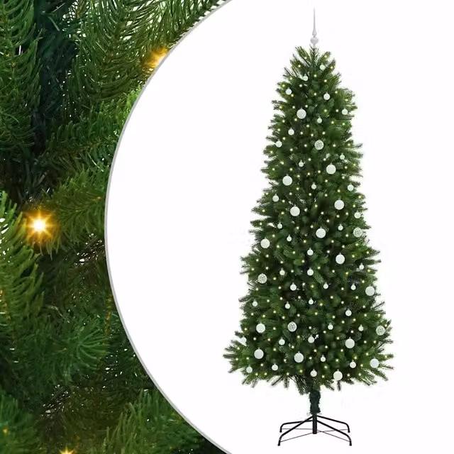 Albero di Natale verde vidaXL con 300 LED luce bianca calda e supporto, Altezza: 240 cm