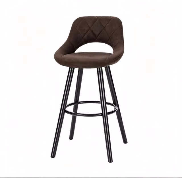 Sgabello da Bar in Legno Massello con Seduta in Tessuto 91 cm Altezza Totale, per Cucina e Bar