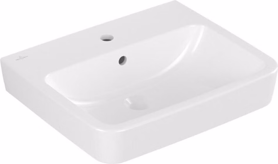 Villeroy & Boch O.novo - Lavabo 550x460 mm, con sfioratore, foro per miscelatore, AntiBac, CeramicPlus, bianco alpino 4A4155T2