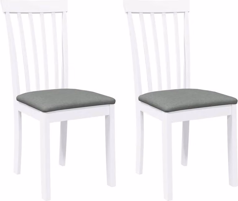 Sedie da Pranzo con Cuscini 2 pz Bianco Legno Massello di Hevea