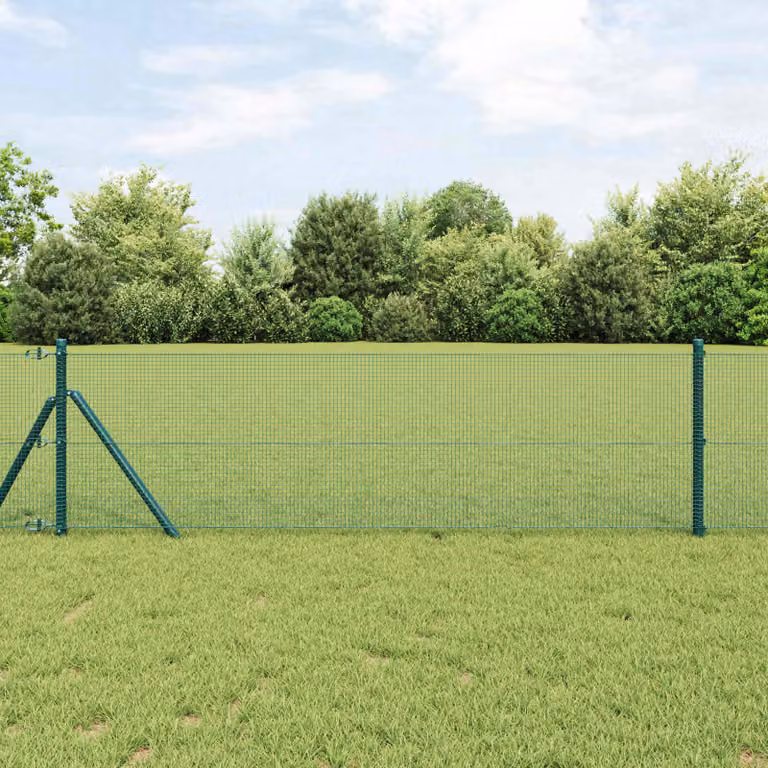 Recinzione in rete saldata vidaXL in acciaio rivestita in PVC, Verde, L: 1000 cm, H: 80 cm