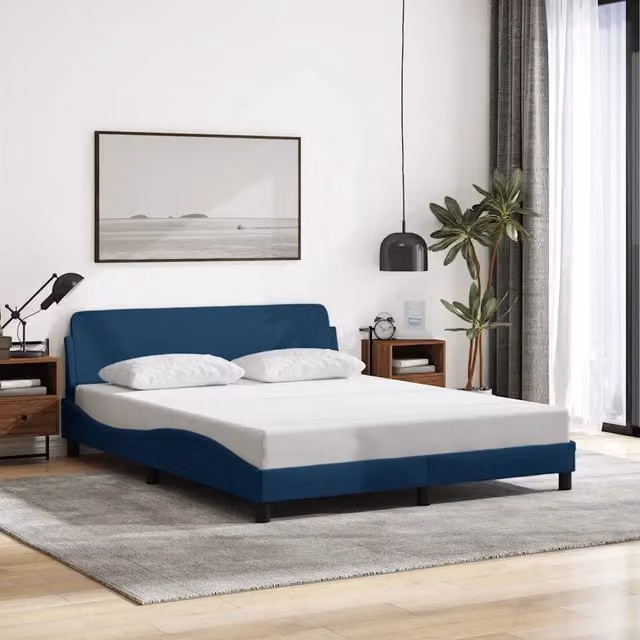 Giroletto con Testiera Dover Blu 160x200 cm Tessuto 373211