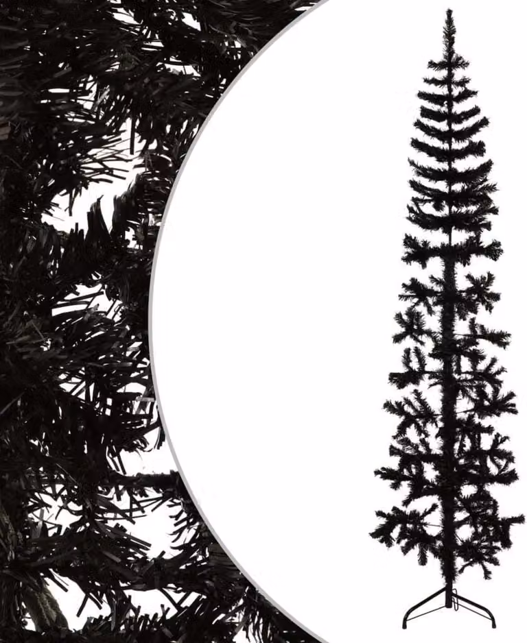 The Living Store Mezzo Albero di Natale Artificiale Slim Nero 240 cm