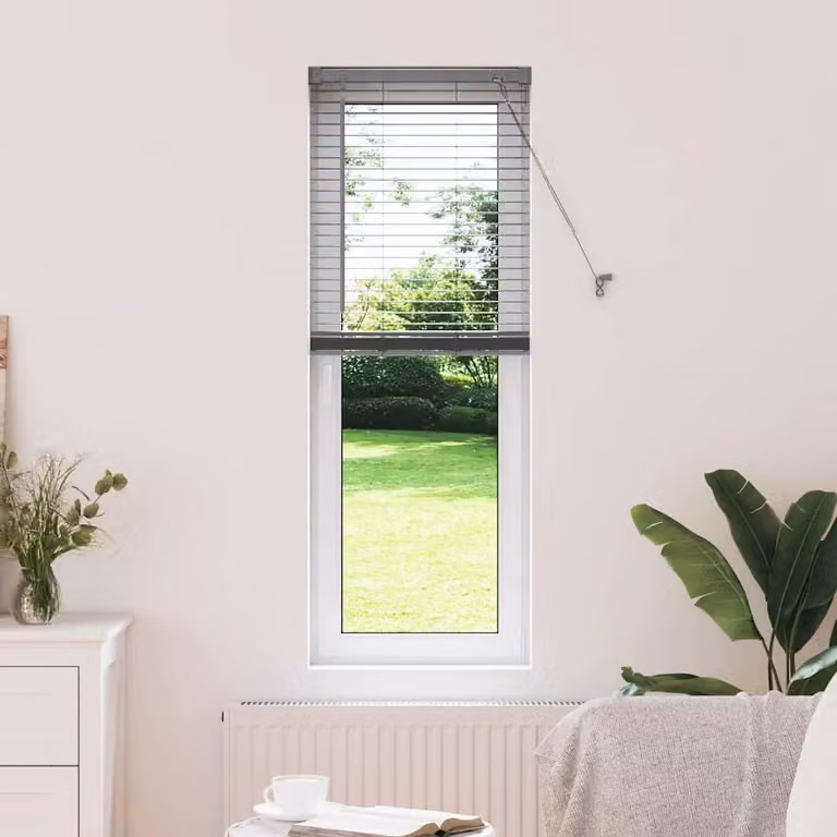 Tenda Veneziana vidaXL in Alluminio Grigio, L: 130 cm, H: 40 cm, Larghezza delle lamelle: 25 mm