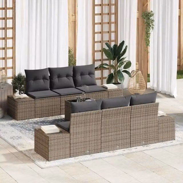 Set Divano da Giardino 8 pz Grigio polyrattan 3355618