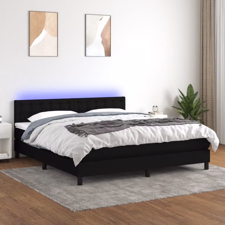 Maison Exclusive - Letto a Molle con Materasso e LED Nero 160x200 cm in Tessuto