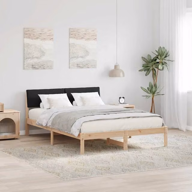 Struttura del letto con testiera-Giroletto con Testiera Marrone e nero 140 x 200 cm 213502