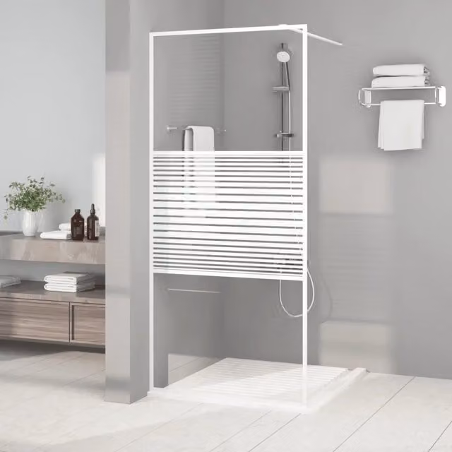 Parete Doccia Walk in vidaXL Bianca con Vetro Trasparente L: 90 cm, H: 195 cm – 1