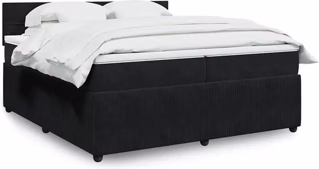 Letto Ibrido Moderno vidaXL con Materasso e Illuminazione Sottostante, Colore Nero e Bianco, L/P: 200 x 200 cm – 1