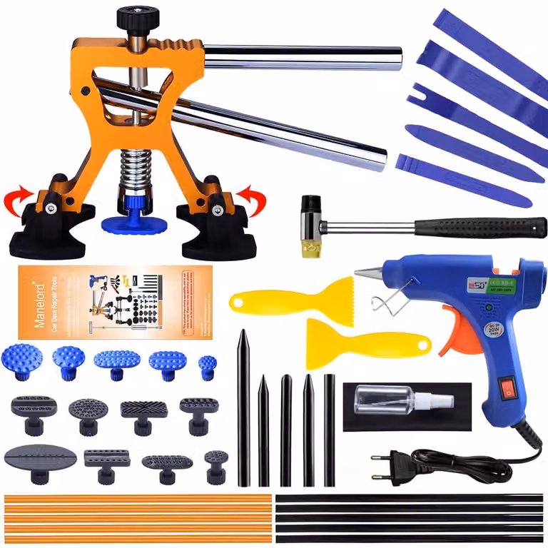 Kit di riparazione per ammaccature auto, set completo con accessori, per riparazioni fai-da-te, 1 set, per carrozzeria