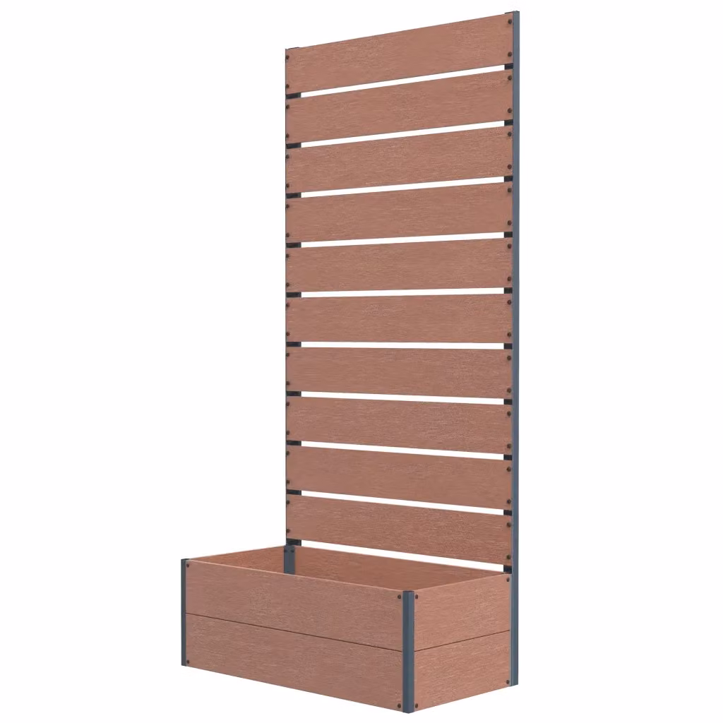 Fioriera con Spalliera Xylo in Legno Marrone Chiaro e Alluminio, L: 72 cm, P: 38 cm, H: 150 cm – 2
