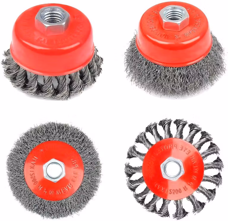 Accessori per smerigliatrice angolare: 4 spazzole metalliche, dimensioni 75/100