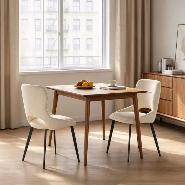 Set da 2 sedie da pranzo REDOM in ciniglia beige con struttura in metallo, L: 43 cm, P: 40 cm, H: 86 cm