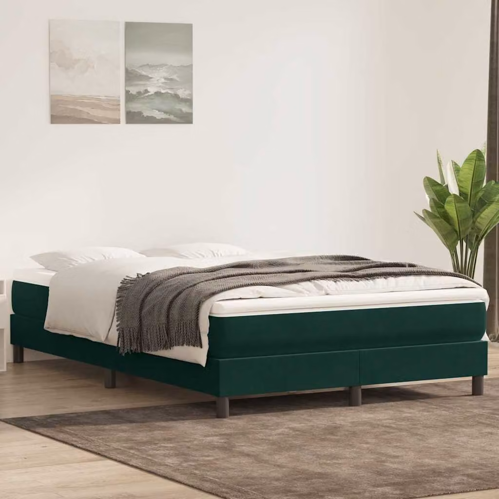 Letto a molle vidaXL in velluto verde scuro senza materasso L/P/H: 140 x 223 x 25 cm