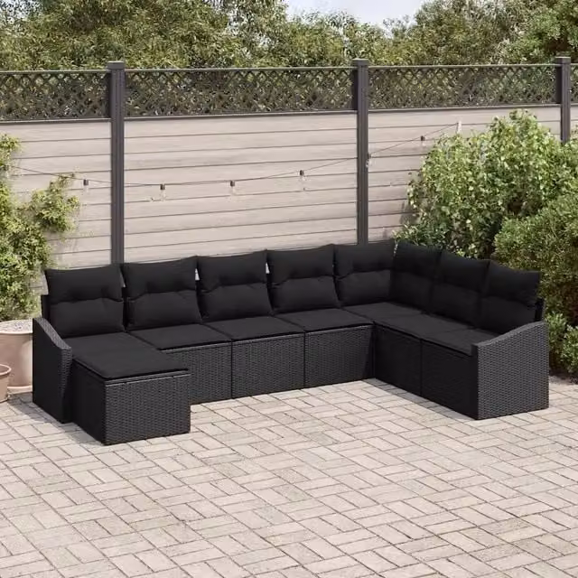 Set Divano da Giardino 8 pz Nero polyrattan 3355512