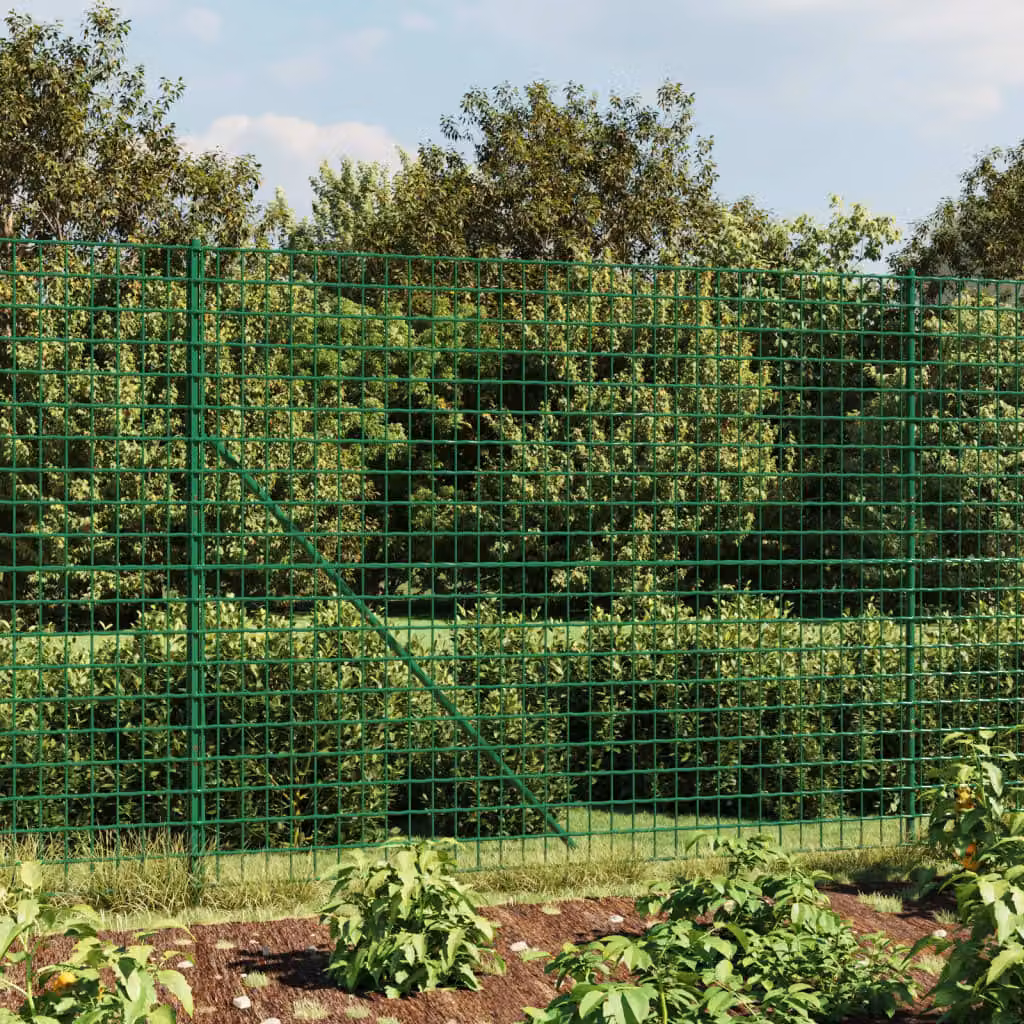 Recinzione Metallica con Flangia vidaXL in Acciaio Zincato Rivestito in PVC Verde L: 10 m, H: 2,2 m