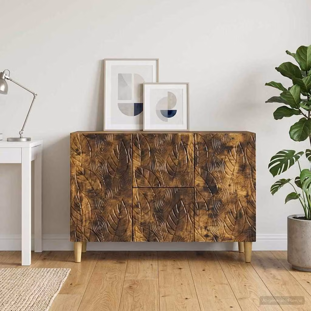 Credenza moderna vidaXL in legno color rovere fumo L: 89 cm, P: 34,5 cm, H: 60 cm