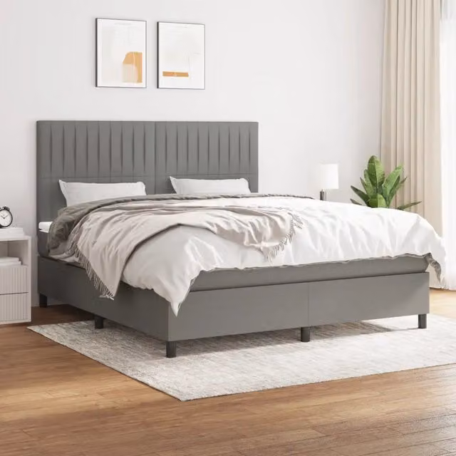 Letto Ibrido con Giroletto a Molle e Materasso vidaXL Grigio e Bianco L/P/H: 160 x 200 x 4 cm – 1