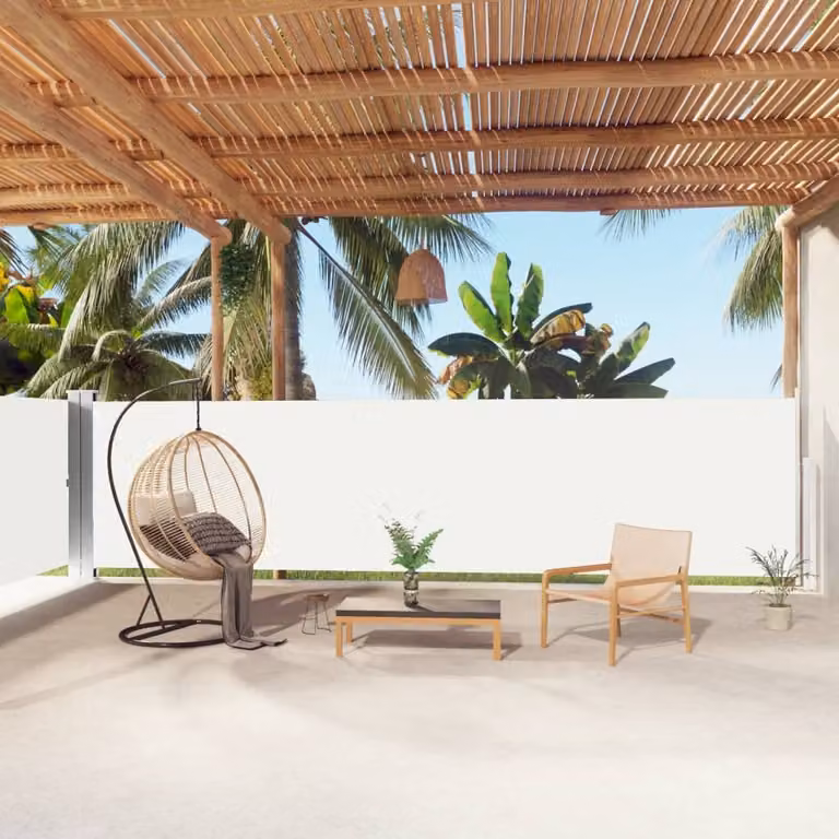The Living Store Tenda laterale estensibile Crema 160x1000 cm