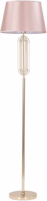 Lampada da terra Ovy Charme1921 in metallo oro/ottone e tessuto rosa/beige, L: 40 cm, H: 168,5 cm
