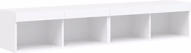 Set di 2 mobili TV a parete HELLOSHOP26 con luci LED integrate, design moderno in legno composito bianco opaco, L/P/H: 80 x 30 x 30 cm