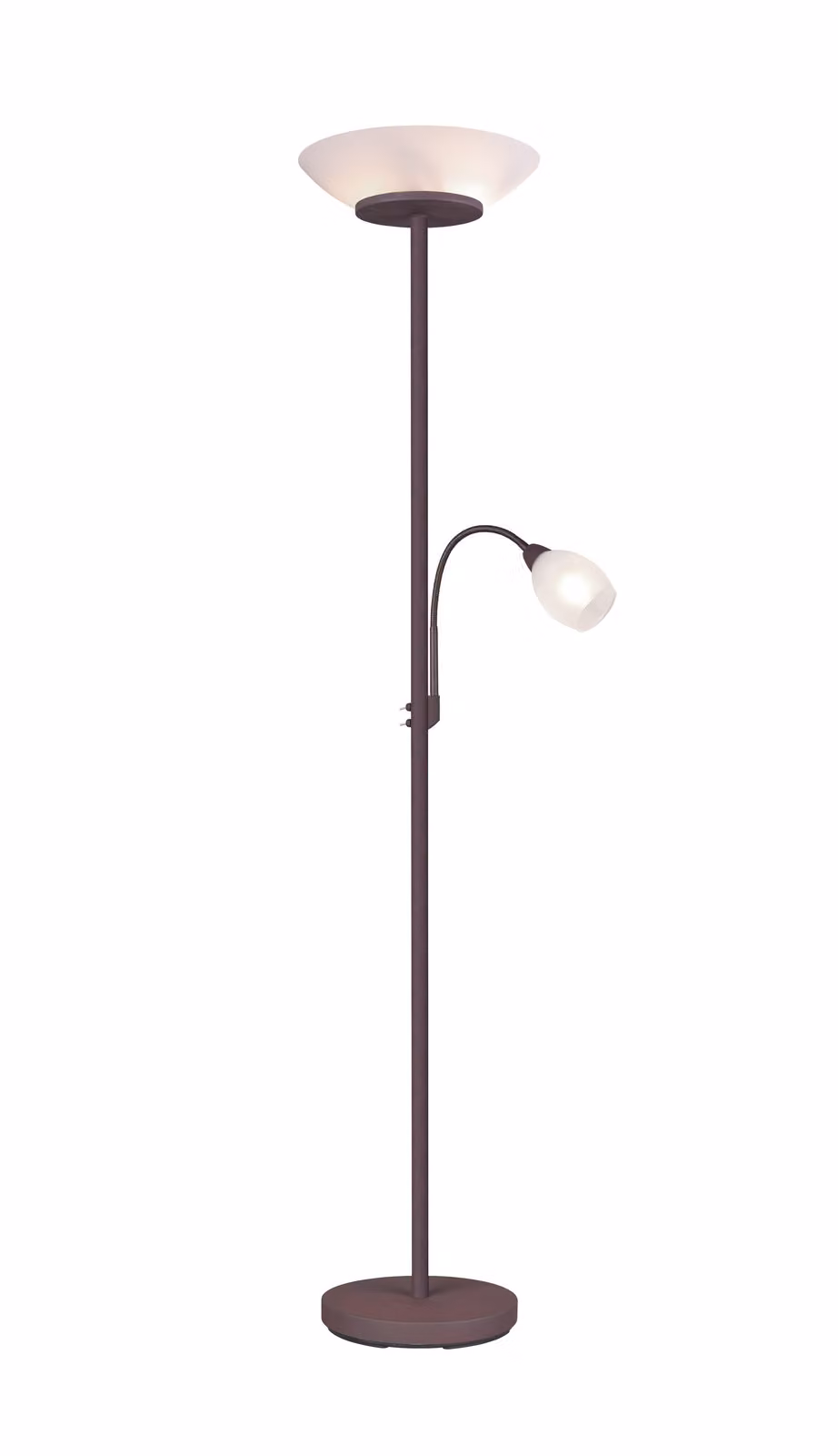 Proiettore a soffitto, lampada da terra, con lampada da lettura, braccio di lettura mobile, altezza 180 cm, ruggine, lightling Klaus