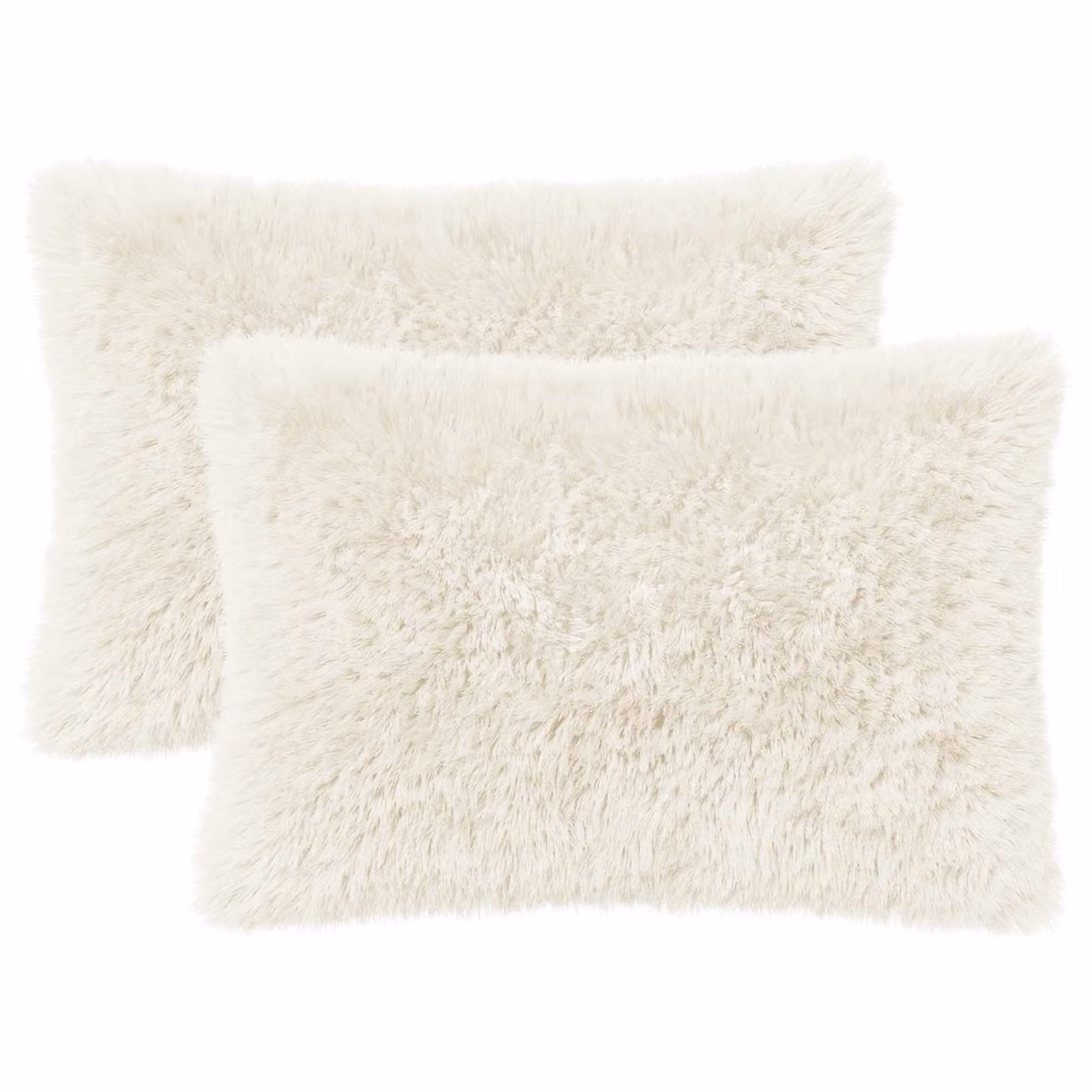Set di 2 cuscini vidaXL HEERLEN in pile bianco con rivestimento lavabile