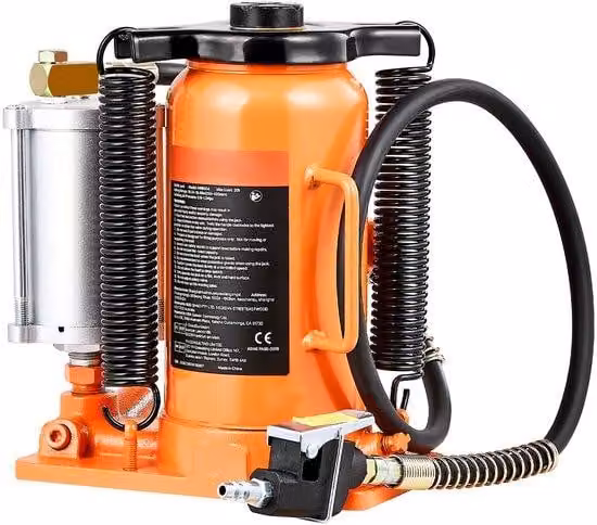 Cric idraulico a bottiglia, capacità 20 tonnellate, altezza di sollevamento da 25,8 a 49,5 cm, azionamento pneumatico e manuale, resistente e robusto, ideale per SUV, camion, camper e riparazioni auto, colore arancione