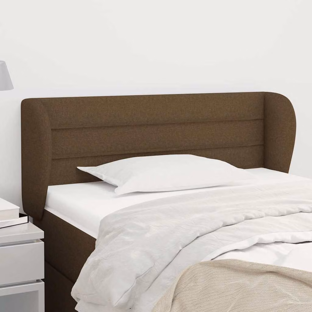 Testiera ad orecchio vidaXL in tessuto marrone scuro, L 93 cm, P 23 cm, H 78-88 cm