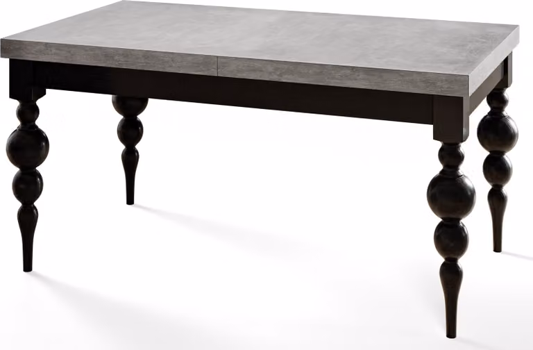 Tavolo rettangolare per sala da pranzo LENA, tavolo allungabile, dimensioni: 200-300X100X78,5 cm, tavolo da soggiorno colore: grigio, con gambe del tavolo in nero