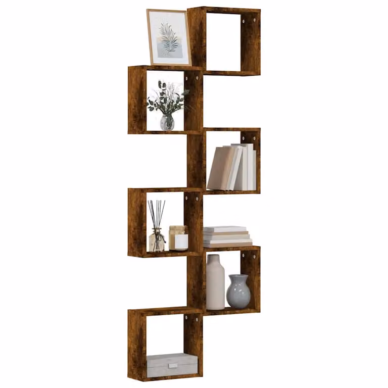 Set di 6 mensole a cubo vidaXL in stile moderno, colore rovere fumo, L 30 cm x P 15 cm x H 30 cm