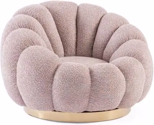 Poltrona Girevole Bizzotto in Bouclé Rosa con Seduta a Tubo