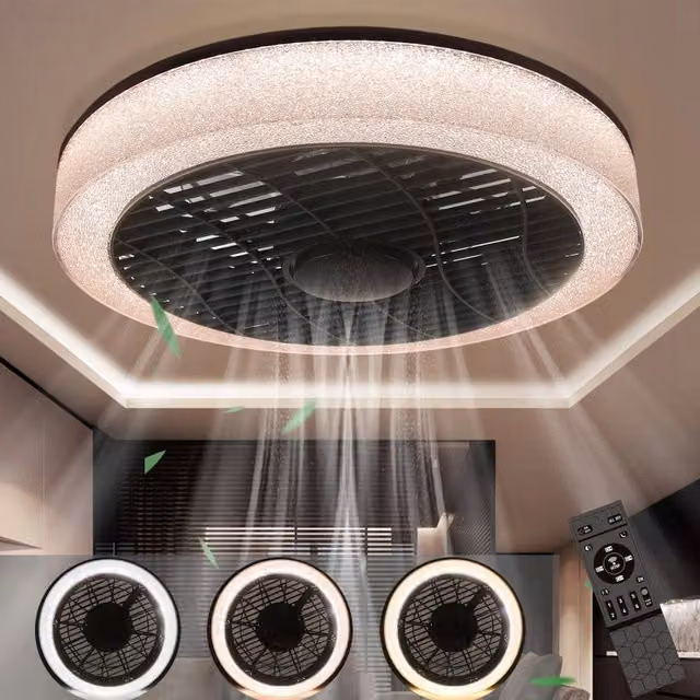 ZMH Ventilatore a Soffitto Moderno con Luce LED Crystal, Telecomando, Timer e Dimmerabile, Bianco, Diametro: 40 cm – 1