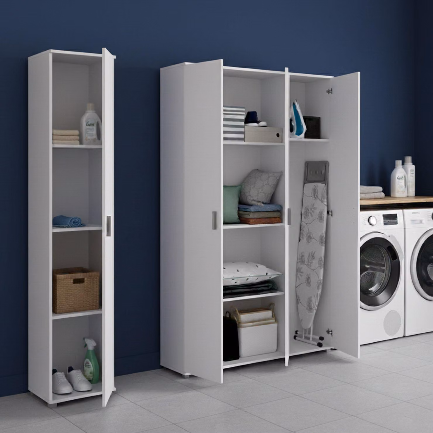 Stazzona - Armadio Multiuso Grande, 155x190h cm Bianco, Modulabile