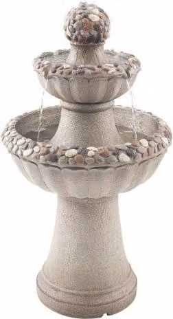 Fontana e Cascata da Esterno VEVOR in Fibra di Vetro e Resina, Design a 2 Livelli con Base in Roccia e Pompa, Grigia, L/P/H: 48 x 48 x 92,7 cm