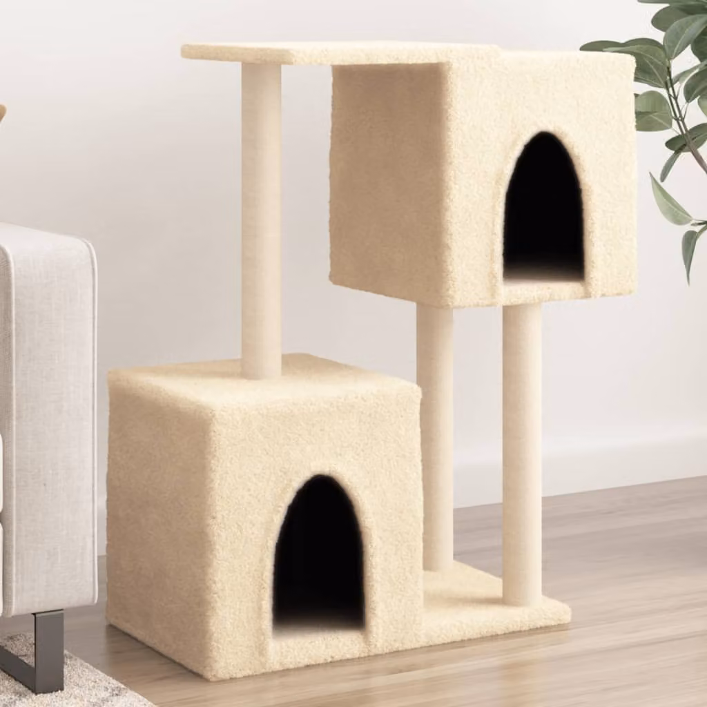 Albero per gatti vidaXL con tiragraffi in sisal, colore beige, Altezza: 86 cm