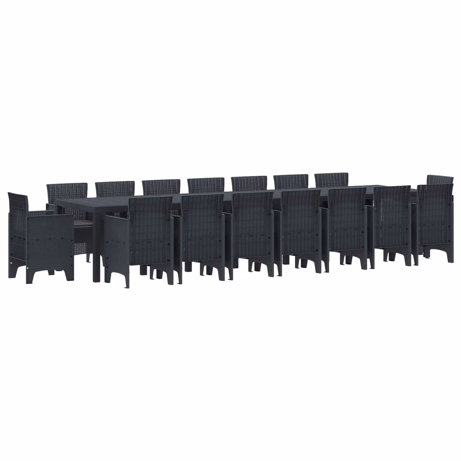 Set da pranzo da giardino vidaXL in rattan antracite con 17 pezzi e cuscini – 1