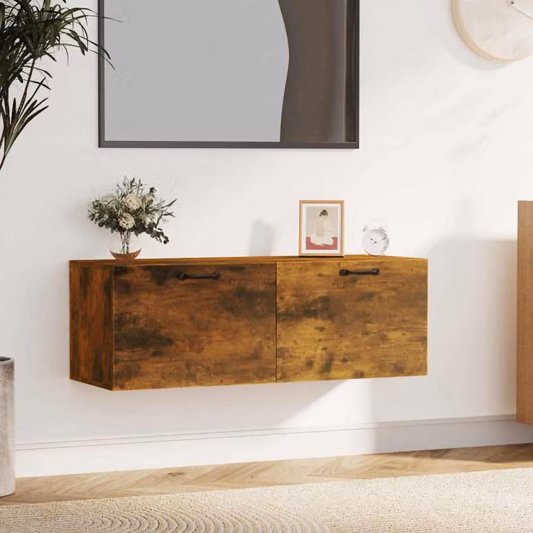 Pensile Mobile vidaXL in Legno Multistrato Rovere Fumo Marrone L: 100 cm, P: 36,5 cm, H: 35 cm