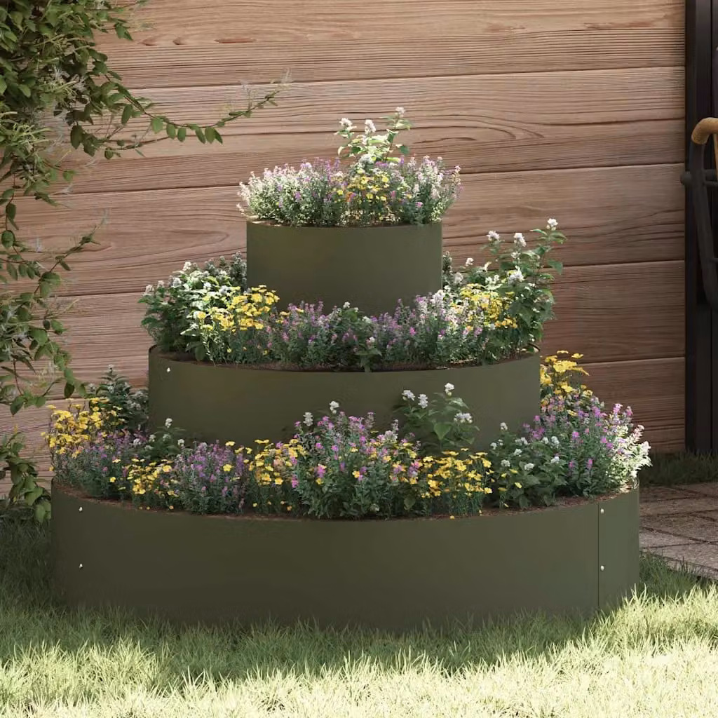 vidaXL Vaso da giardino in acciaio Verde, L 90 x P 90 x H 20 cm