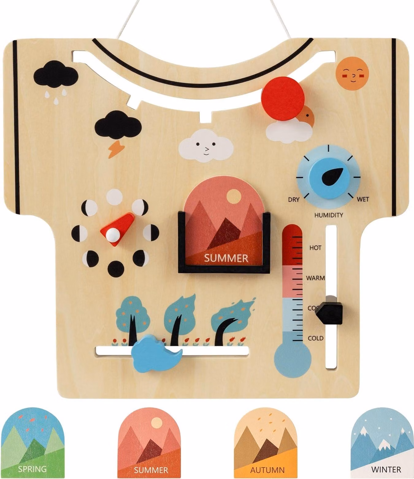 Calendario Montessori in legno - Stagioni, Meteo, Fasi lunari