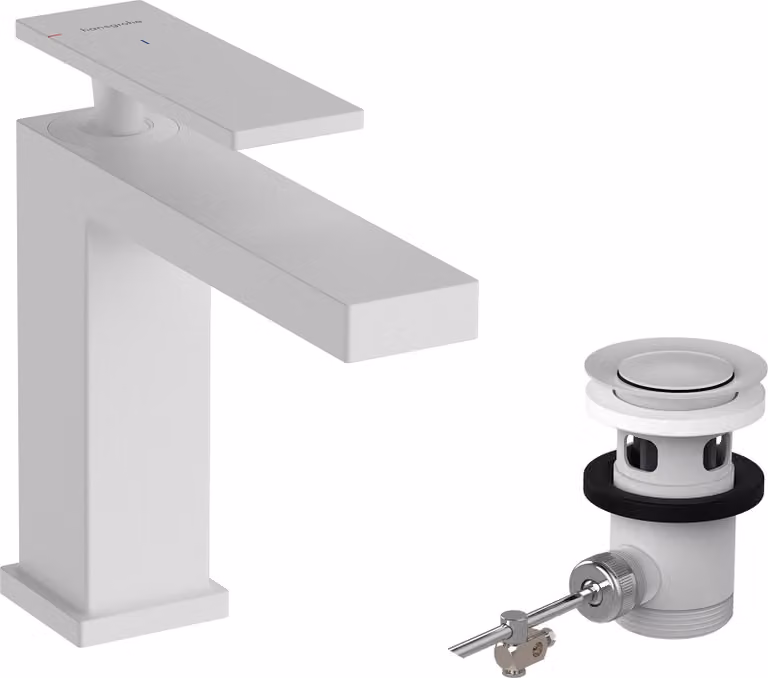 Mitigeur monocommande de lavabo hansgrohe Tecturis E 110, portée 144 mm, avec vidage, CoolStart, EcoSmart+, 73014700, 73014700