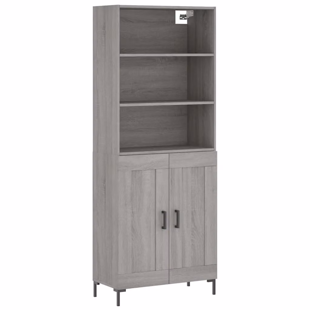 Credenza moderna vidaXL in legno e metallo, Grigio, L: 69,5 cm, P: 34 cm, H: 180 cm – 2