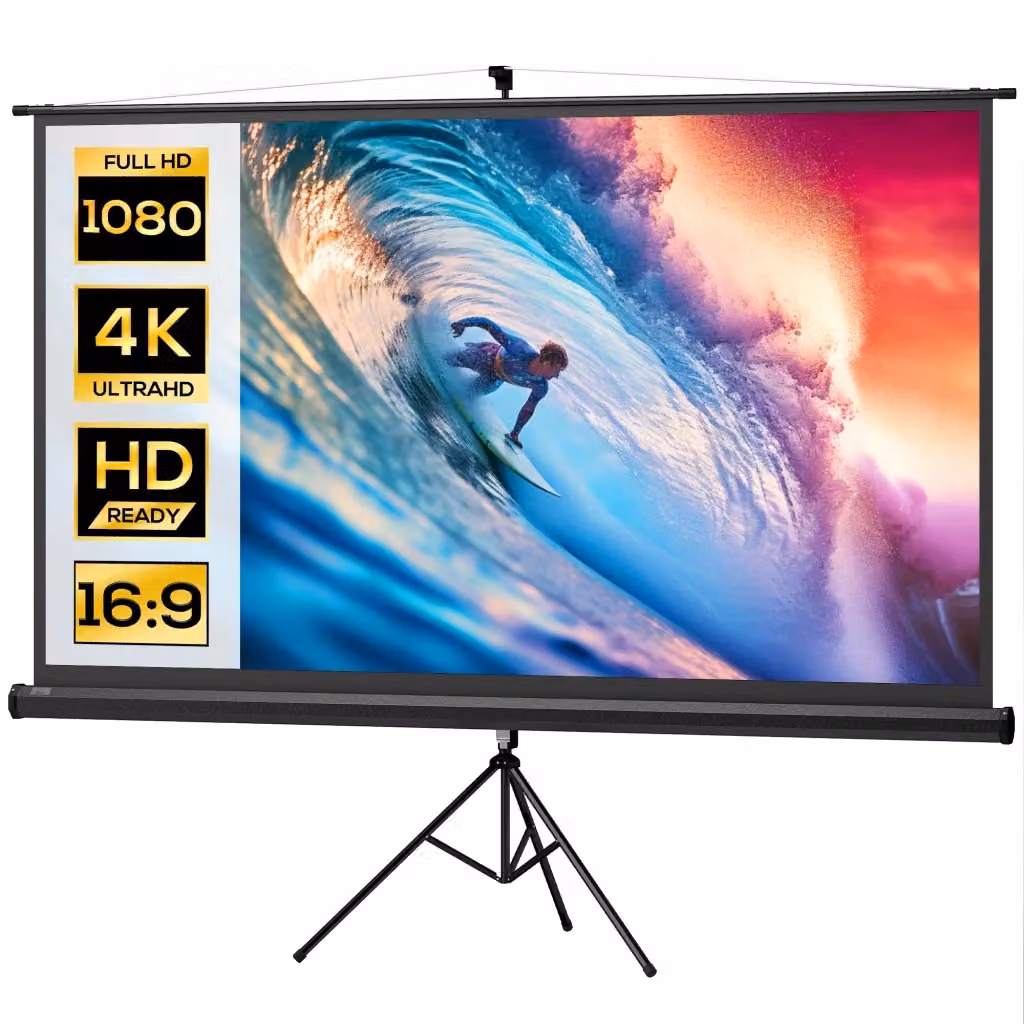 Schermo di proiezione Zephmum da 100 pollici 4K HD con treppiede regolabile, formato 16:9, bianco e nero – 2