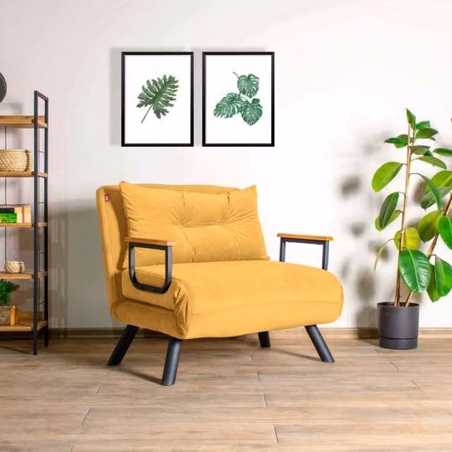 Poltroncina Reclinabile Keoni DMORA Gialla con Braccioli L: 60 cm, P: 78 cm, H: 78 cm